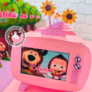 Caixinhas Personalizados Masha e o Urso - Caixa TV - Festa Infantil (1)