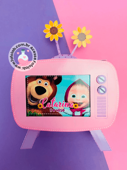 Caixinhas Personalizados Masha e o Urso - Caixa TV - Festa Infantil 3 (1)